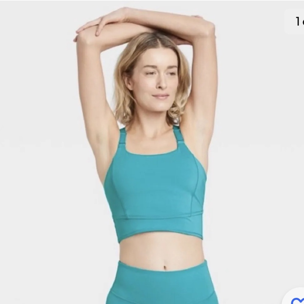 NWT, all in motion, sports bra, turquoise green, XL.